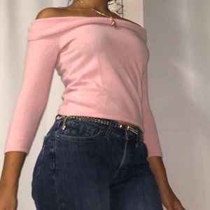 Off-Shoulder Baby Pink Top